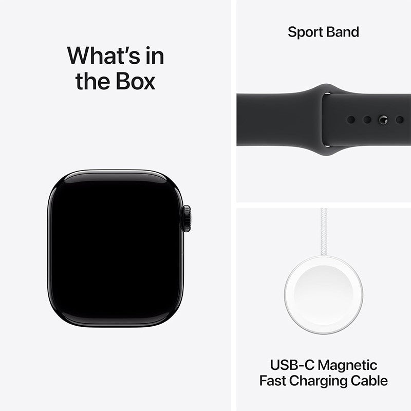 Apple Watch Series 11, 42mm, Jet Black Aluminium Case, Black Sport Band, (GPS) Apple Watch Series 11, 42mm, Jet Black Aluminium Case, Black Sport Band, (GPS)